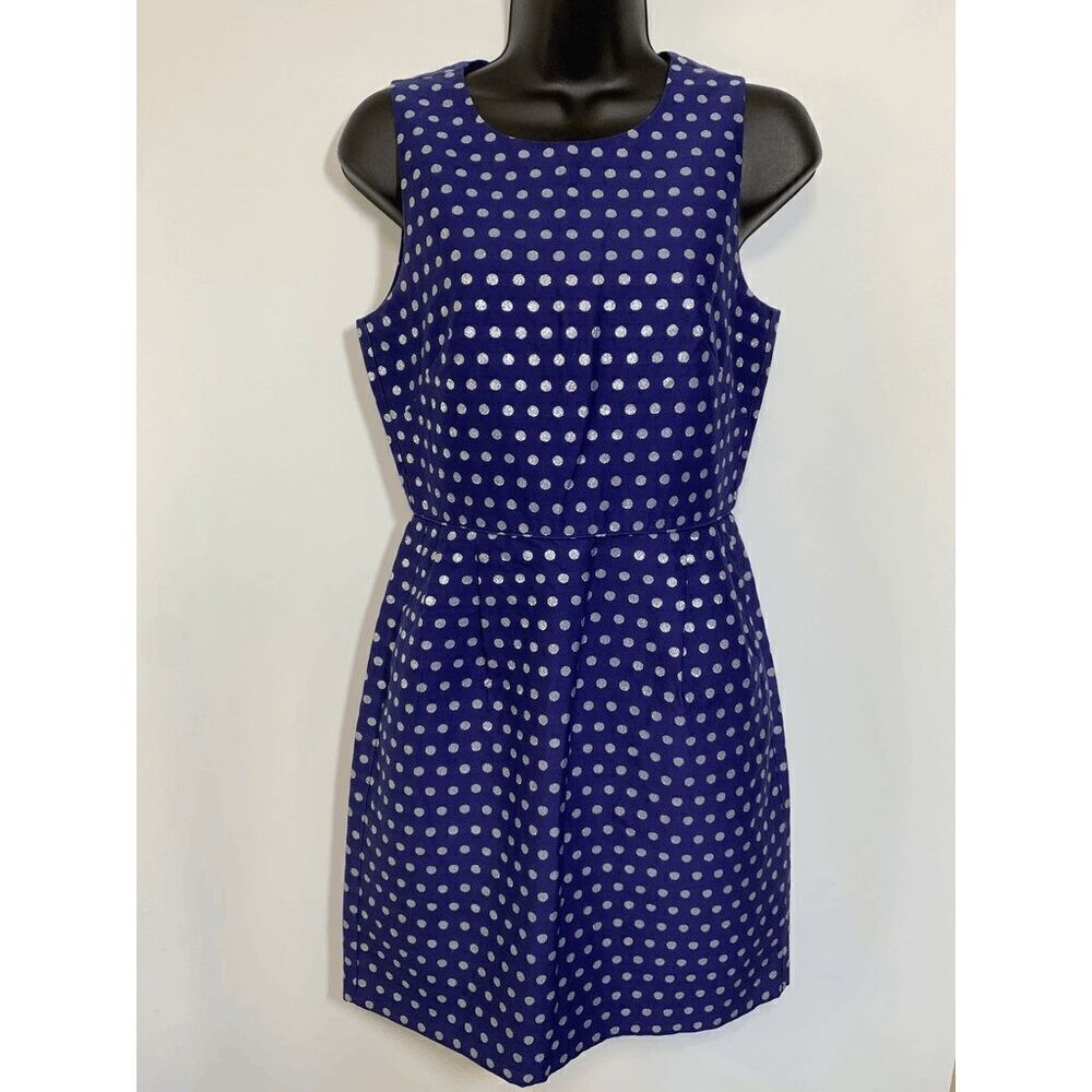 J Crew Womens Midi Dress Polka Dots Sleeveless Blue Size 2